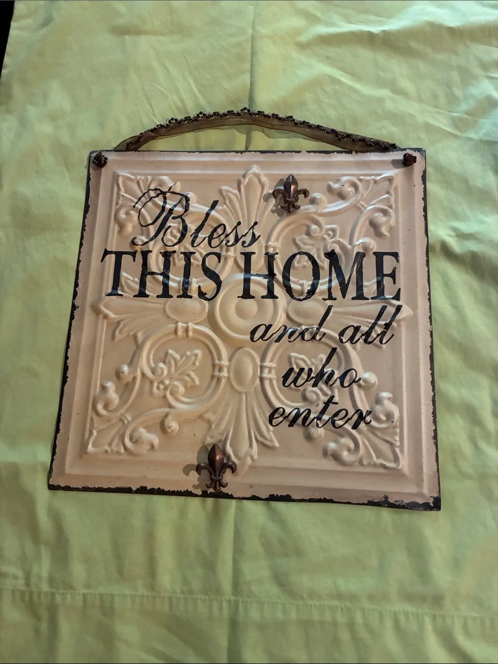 Bless This Home Cream Wall Plaque - Decorative Home Sign